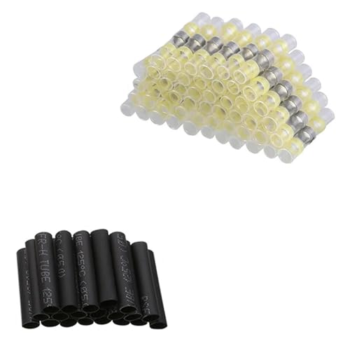 Tubo termorretractil conector a tope rapido 26-10AWG amarillo negro de 30Uds