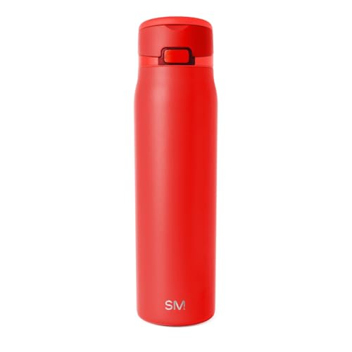 Image of Simple Modern Water Bottle with Straw & Handle | 30oz | Red | Mesa Loop Insulated Water Bottle for School, Sports, Travel | Leak Proof, Stainless Steel | Rudolf