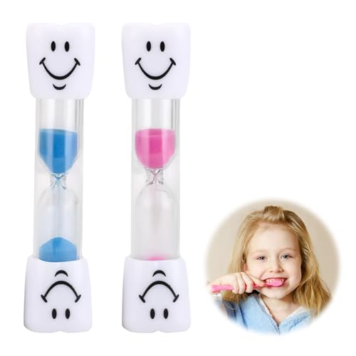 2-Stück Sanduhren Set für Kinder,Sanduhr für Zähneputzen Kinder,Sanduhr zum Zähne Putzen 3 Min Kleinkinder,Hourglass Set,Sanduhr Zähneputzen Timer,Lustig Sanduhren Kleinkinder,Mehrfarbiges Sanduhrset