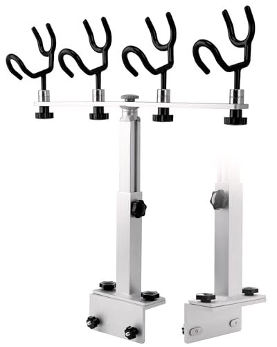 BaQiRo Crappie Rod Holder System for Boat Track Mount 4-Rod Adjustable Spider Rig Holder Marine Aluminum & Stainless Steel Fits Most Standard Track Systems