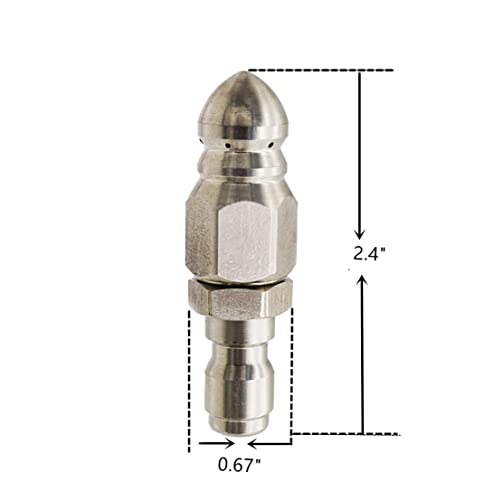MIZORLIE (2 Sets) Pressure Washer Sewer Jetter Nozzle with Stainless Steel, Mini Compact Durable Sewer Jet Nozzle,Pressure Drain Jetter Hose Nozzle,1/4'' Quickly Connector, 5000 PSI