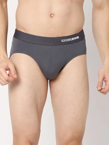 Image of Underjeans Men Premium Mid Grey Cotton Blend Regular Fit Brief