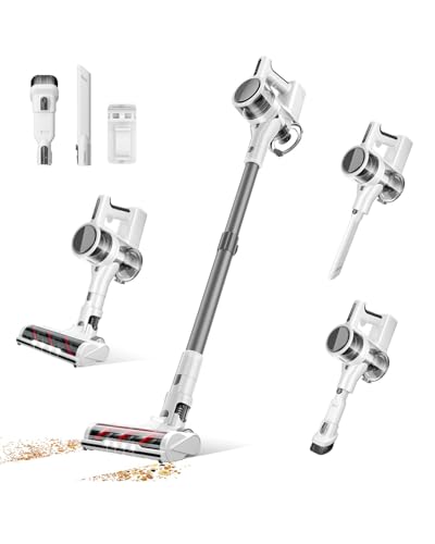 Image of Comvtu Cordless Vacuums, 80,000PRM Powerful Motor Vacuum Cleaner and 2200mAH Rechargeable Battery up to 35 Mins Worktime, 2 Adjustable Modes, Detachable Parts, Wireless Stick Vacuum (Cloud White)