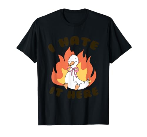 Odio estar aquí, divertido humor de Duck Fire Camiseta