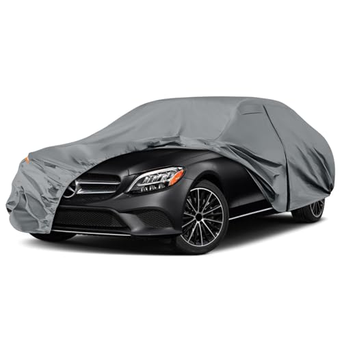 Image of Waterproof Premium Car Covers Replace for 2008-2025 Mercedes Benz C-Class C250 C300 C350, 10 Layers Heavy Duty All Weather Car Cover with Zipper Door, Windproof Bands for Snow Rain Dust Protection