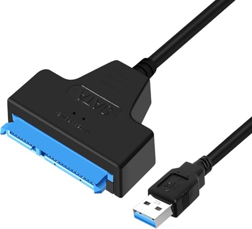 YIIFELL Cable SATA a USB, Adaptador USB 3.0 a SATA para HDD y SSD de 2,5 Pulgadas, Conversor SSD/HDD, Compatible con los Sistemas Operativos Windows, Mac y Linux