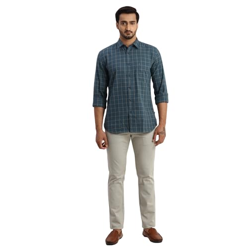 Image of Parx Men's Cotton Blend Solid Pattern Low Rise Tapered Fit Flat Front Casual Trouser