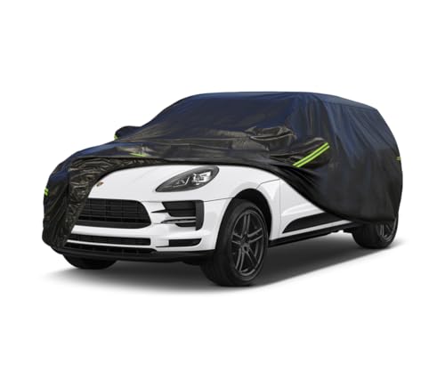 Image of KouKou Waterproof SUV Car Cover Suitable for Porsche Macan from 2014 to 2025, 7 Layers Windproof All Weather Waterproof Outdoor Cover Sun Rain UV Dust Snow Protection. Black
