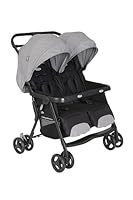 Graco DuoRider™ Doppel-Kinderwagen, Geschwisterwagen, ab Geburt bis ca. 3 Jahre (15 kg), leicht, schnell zusammenklappbar, freistehend, großer Staukorb, inkl. Regenverdeck, grau, Steeple Gray