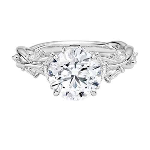 2 CT Round Cut Secret Garden Moissanite Wedding Anniversary Ring, 10k 14k 18k White Gold & 925 Sterling Silver Nature Inspired Moissanite Engagement Ring Memorial Gift for Her