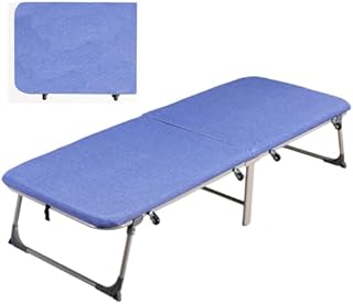 PLMNBQWE Cama Plegable de Metal con colchón portátil y cómoda para casa, Oficina u hospitales, Color Azul, 188 x 80 x 38 cm.