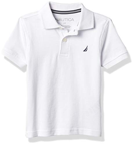 Nautica Boys' Short Sleeve Solid Polo, Snow, Large (6)