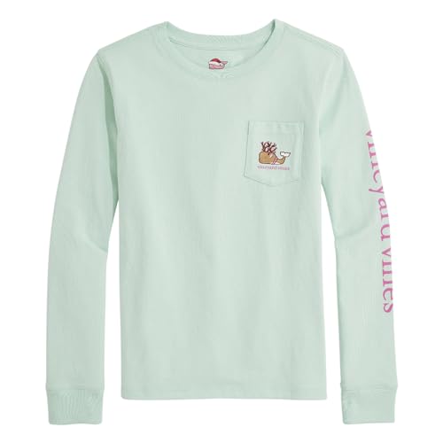 Image of Vineyard Vines Girls' Girls Long-Sleeve Reindeer Whale Pocket Tee