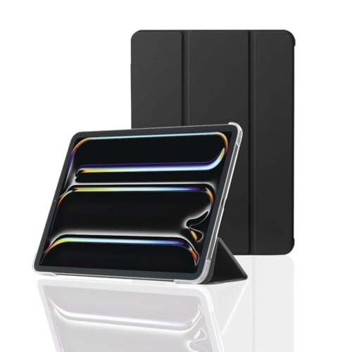 Hama Fold Clear Coque pour Apple iPad Pro 11" (24) - Housse Fonction Chevalet, Compartiment pour Stylet, Protection Fermeture Magnétique, Dos Transparent - Noir
