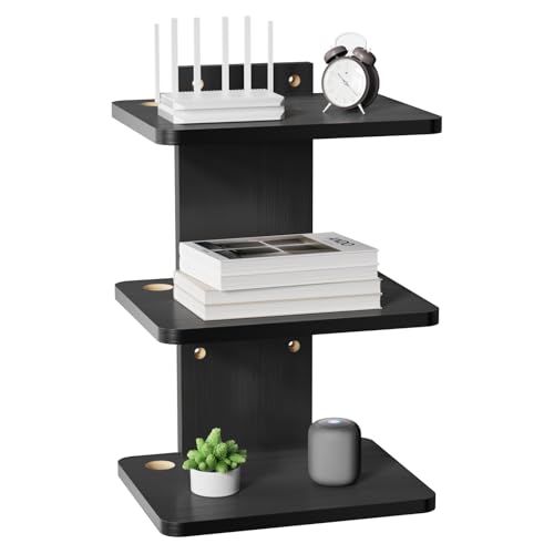 Image of WALI Floating TV Projector Shelf, Holds Up to 22lbs, Black Floating Shelf for Under TV for DVD Players, Cable Boxes, Routers, Game Consoles, PlayStation Accessories (CS303NB), 3 Shelf