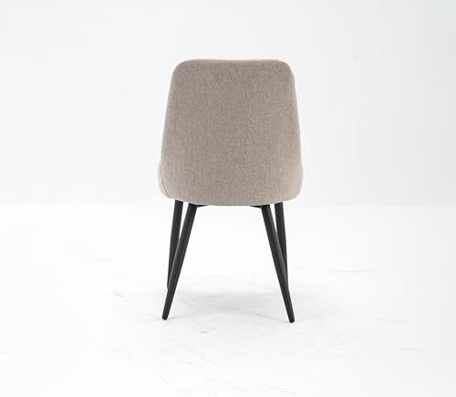 Image of Finch Fox Morris Glam Comfortable Fabric Upholstered Padded Living Room Side Dining Chair for Cafeteria Bedroom, Restaurents, Home, Office with Black Metal Legs in Beige Color (Set of 4)