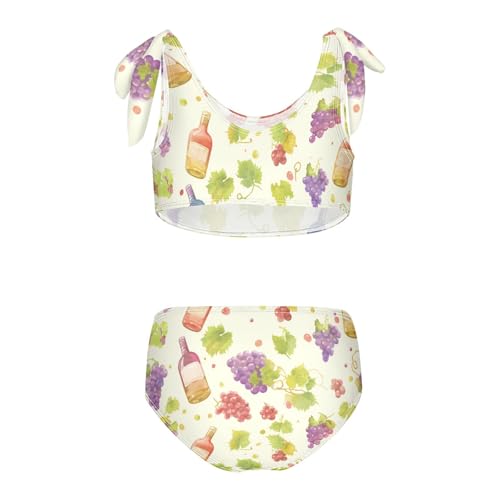 KLL Grapes Bottles Wine Girls 2 Piece Bikini Set Quick-Dry Swimsuit Swimwear Adjustable Strap2