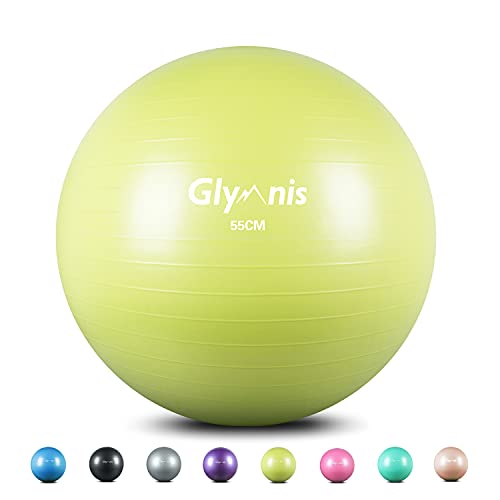Glymnis Pelota de Ejercicio Pelota Anti-Burst para Pilates Gimnasia Fitness Embarazo Yoga Embarazo 55cm 65cm 75cm con Hinchador
