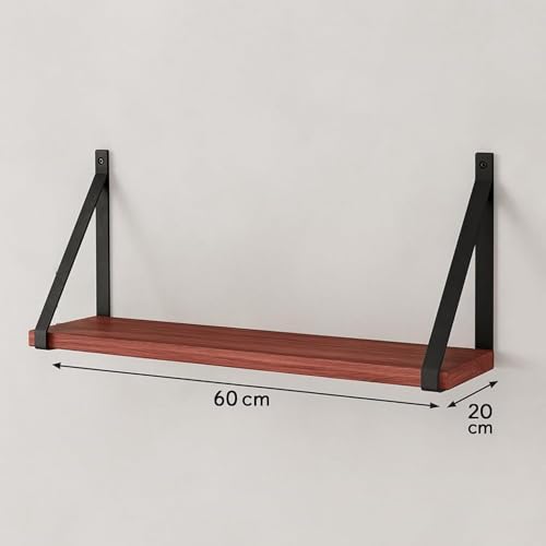 Image of Amazon Brand - Solimo Bookshelf for Wall with Metal Brackets | Home Decorative Wall Shelf | Wall Hanging Shelf for Books, Living Room, Bedroom, Study Room | Coachwood Yellow | Pack of 2 | 60 x 20 CM