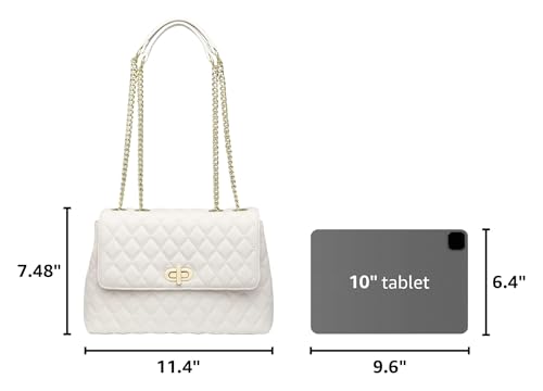 Image of ER.Roulour Quilted Crossbody Bags for Women, Trendy Roomy Shoulder Handbags with Flap Gold Hardware Chain Purses Shoulder Bag