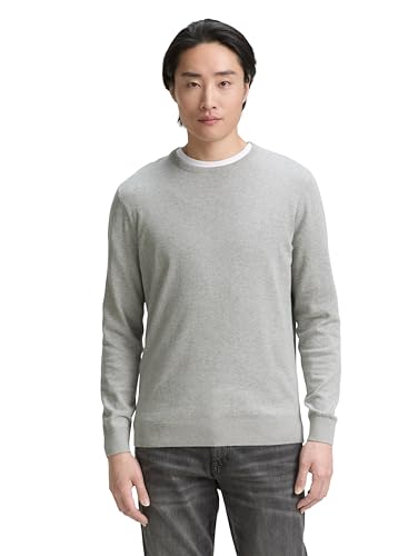 TOM TAILOR 202212 Strickpullover Crewneck Jersey para Hombre, Gris (14427 - Light Soft Grey Melange), XXL