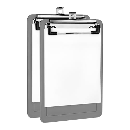 Prancheta Slip Transparente (12x18,5cm) com Prendedor Metálico Wire Clip e Papel Branco 50fls A6 - K