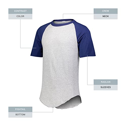 Augusta Sportswear Short Sleeve Baseball Jersey Camiseta de béisbol de Manga Corta, Hombre, Athletic Heather/Royal, S