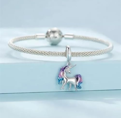 Abalorio colgante unicornio plata ley 925 compatible pulsera dijes mujer 2