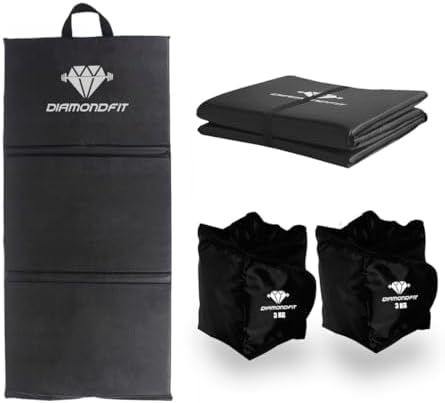 Kit Colchonete Dobrável D50 Academia Maleta + Par de Caneleira Mu...