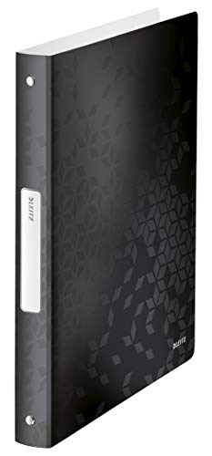 Leitz 4 Ring Binder, Holds up to 190 Sheets, Wow Range, 25 mm Spine, 42580095 - A4, Black