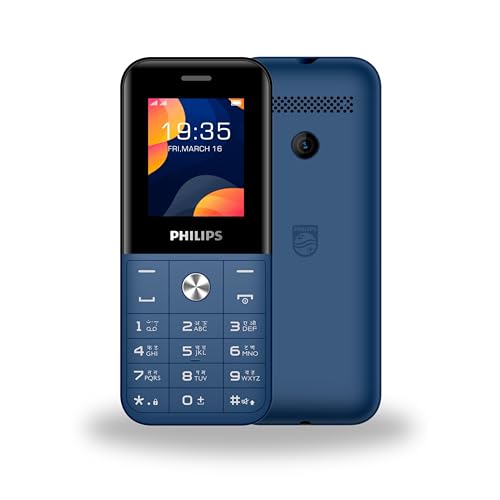 Image of PHILIPS All-New E2102 Sleek & Stylish |Keypad Mobile with 1.77 inch Screen|1000 MAH Battery | 2030mm Speaker| Wireless FM | Bright Torch| Digital Camera|Blue