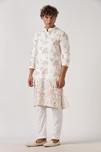 Image of BE ACTIVE Men's Cotton | Regular Fit Casual Mandarin Collar | Long Length Full Sleeves | Embroidered Indian Kurta
