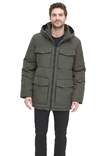 DKNY Men's Performance Four Pocket Parka Jacket, Olive, Small DKNY Men's Performance Four Pocket Parka Jacket, Olive, Small