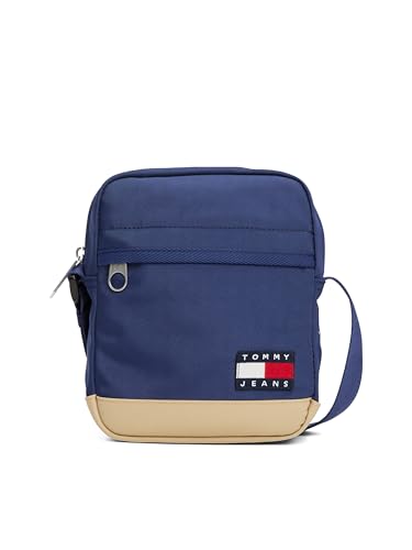 Tommy Jeans Bolsa transversal essencial para uso diário com zíper e alça ajustável, Veludo azul, One Size