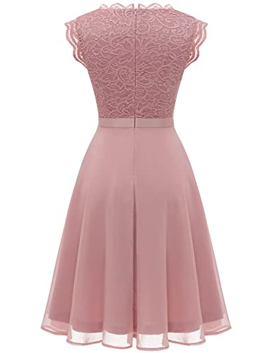 Image of Dressystar Women's V Neck Sleeveless Lace Bridesmaid Dress Wedding Party Gown