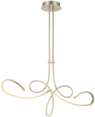 GEORGE KOVACS P5435-697-L Astor LED Island Chandelier, 1-Light, 25 Total Watts, 19.5-in H x 38-in W, Soft Gold