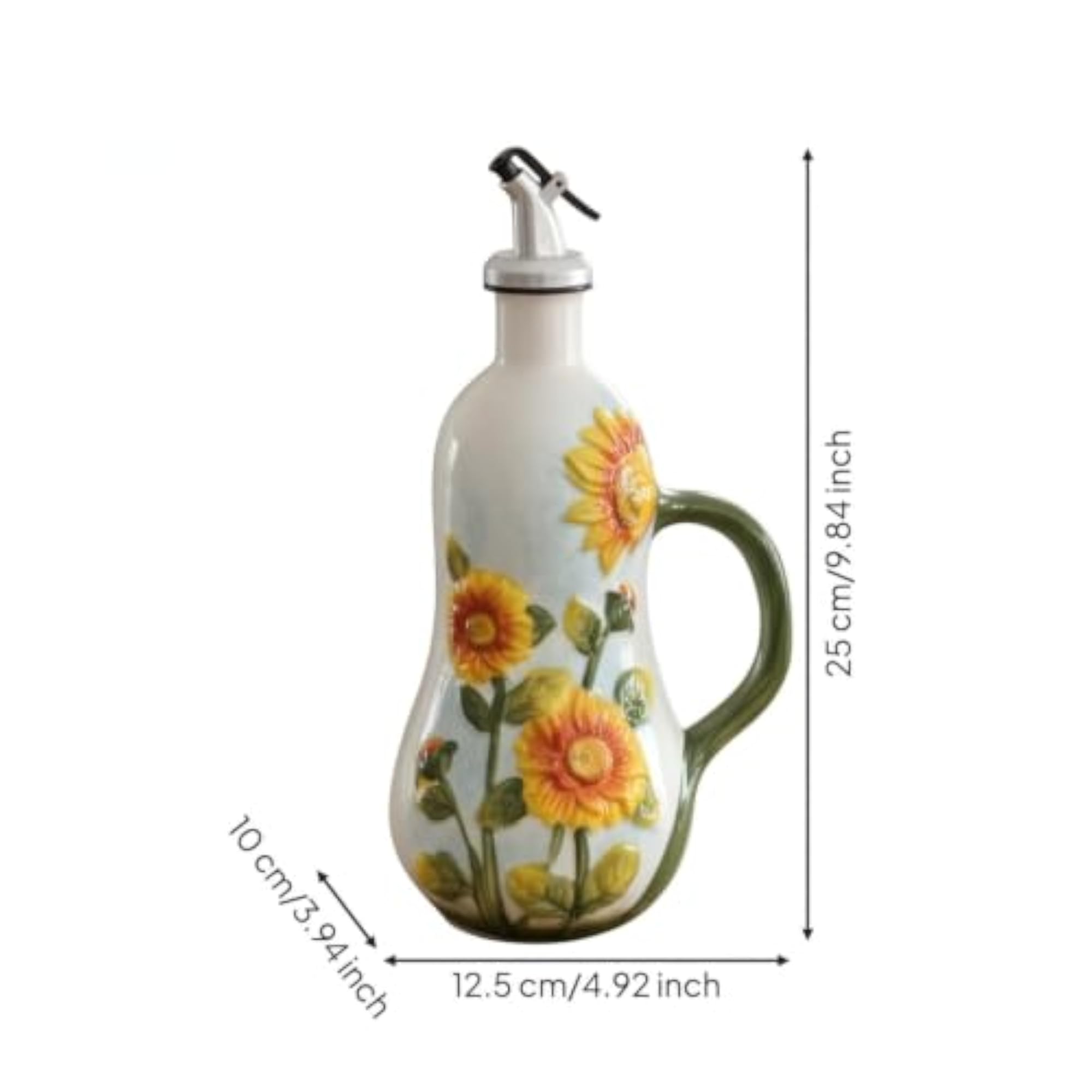 Hand-Painted Olive Oil Dispenser Bottle, Decorative Kitchen Accessory