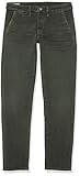 - Legere Hose\n- Passform mit niedriger Taille\n- Eng anliegend\n- Schmal zulaufende Beinpartie\n- Used-Look\n- Fester Twill-Stoff\n- Verdeckte Hintertaschen