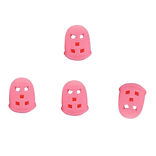 OFFSCH 4個ピンクのシリコンギターフィンガーキャップ 初心者向け 耐久性 滑り止め設計 ウクレレ エレキギター マンドリン用 快適フィット