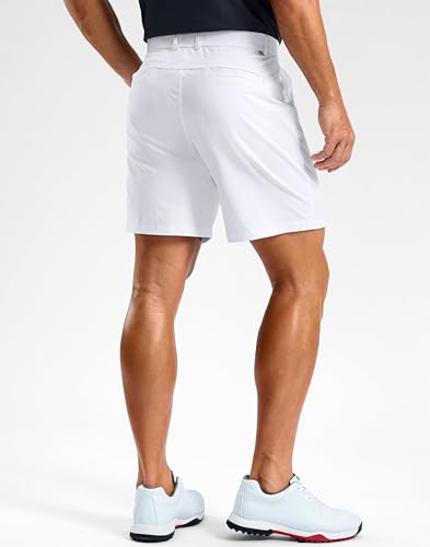 Soothfeel Men's Casual Shorts 5/7/9 Inch Golf Dress Shorts for Men Flat Front Work Lightweight Quick Dry with 4 Pockets White-L7_W35 — view 4