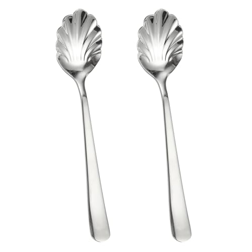 sourcing map 2 cucharas de acero inoxidable, cucharas de azúcar de metal para café, postre, yogur, hogar, bar, color plateado