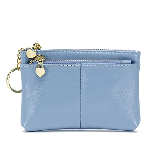 Porte-cartes triple zip avec porte-clés intégré en cuir PU pour femme