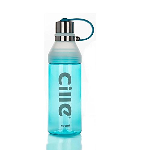 Chinashow 32.5 oz Great Plastic Sports Water Bottle Frosted Transparent Leak Proof Water Bottle with Portable Rope[blue]
