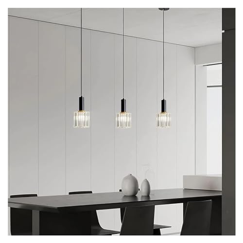 Lámpara de isla con luces de cristal negro para renovar el comedor 3