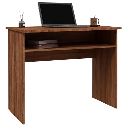 Image of MATTERHORN Engineered Wood Office Table, Work from Home Table with Shelf for Storage (DIY, 900 x 500 x 750 mm, MOOT-10002FebVar) (BrownOak)