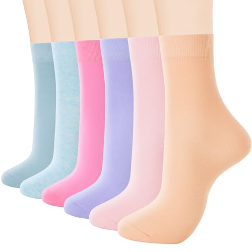 Image of ATBITER Women's Thin Cotton Crew Socks - Soft Above Ankle Bootie Casual Dress Socks 6-Pairs
