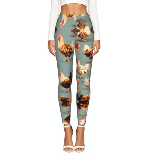 Leggings de compresión suaves con estampado de pollo mujer mallas antideslizantes 2