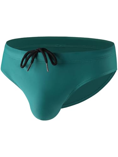 Summer Code Bañador de Natación Slip Hombre Ropa de Baño Secado Rápido con Cordón Interno Ajustable, Verde, Medium