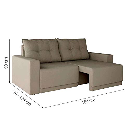 Sofá 3 Lugares Retrátil Kennedy Suede Bege