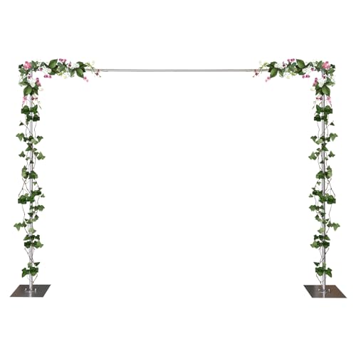 Heavy Duty Pipe Drape Kit Height Adjustable Backdrop Stand Backdrop Support with Metal Steel Base for Weddings, Birthday Parties, Baby Showers, Etc (Silver)